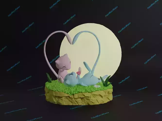 Mew diorama 3d print model presupported