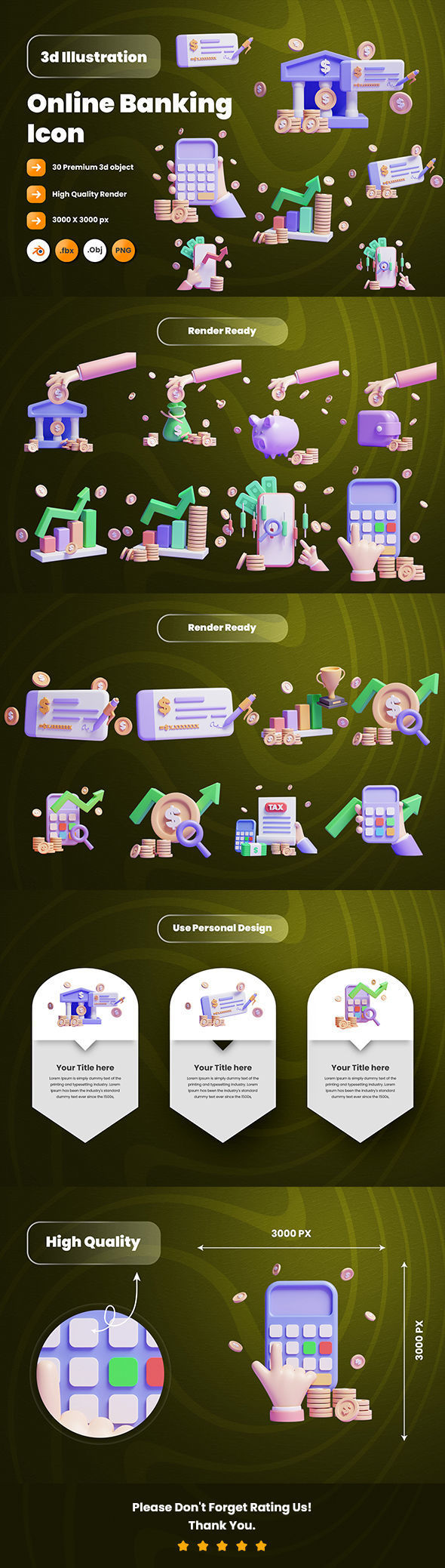 Online Banking System 3d Illustration  Icon Pack 3D model_5