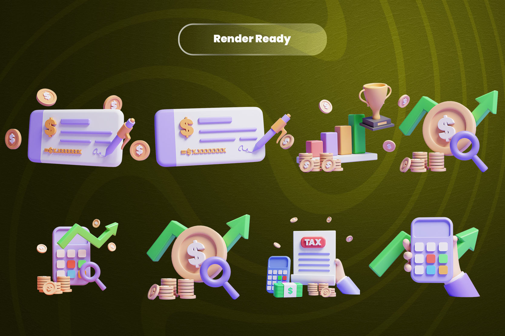 Online Banking System 3d Illustration  Icon Pack 3D model_2