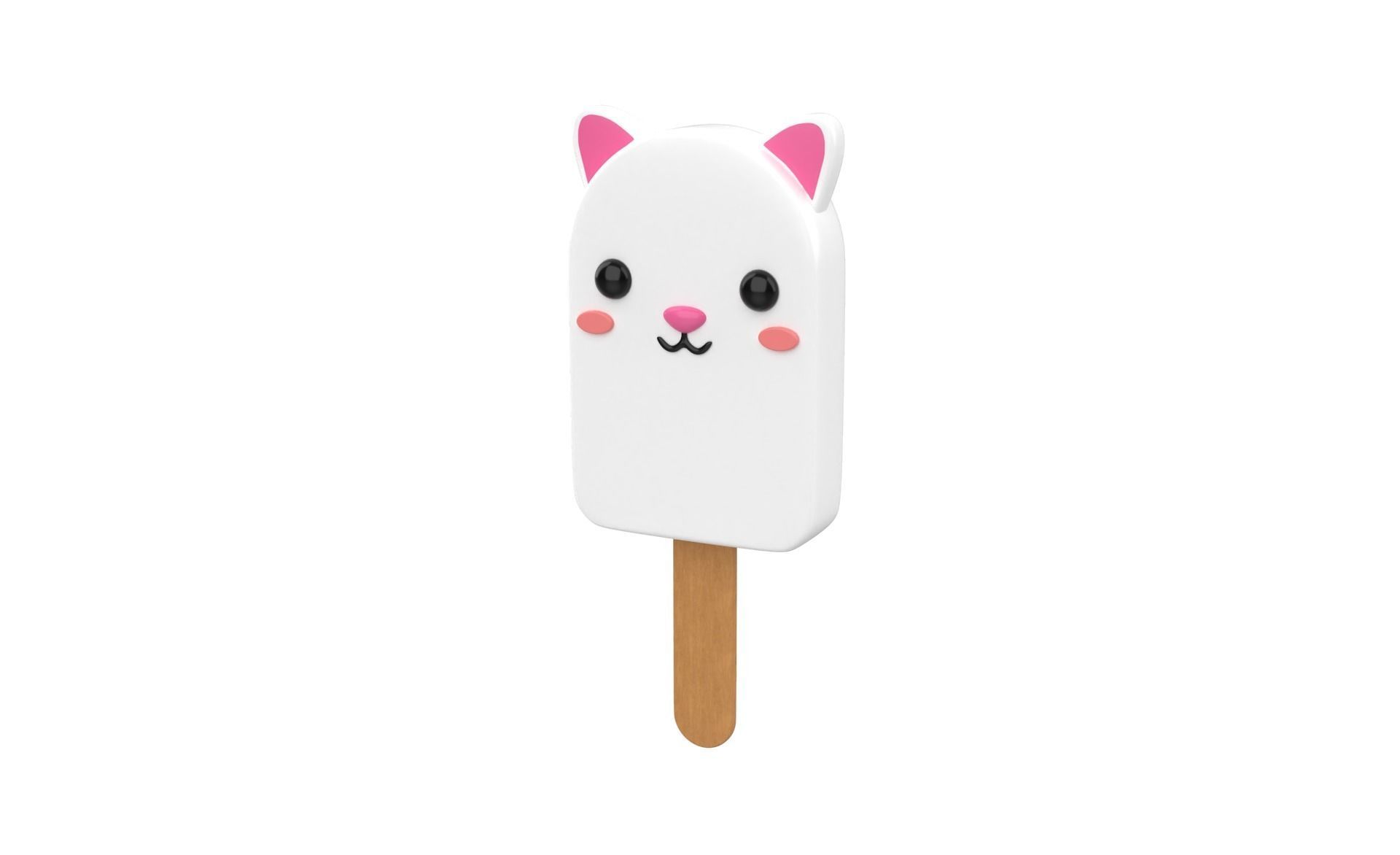 Cartoon Rabbit Ice Cream Cute Low-poly 3D model_1