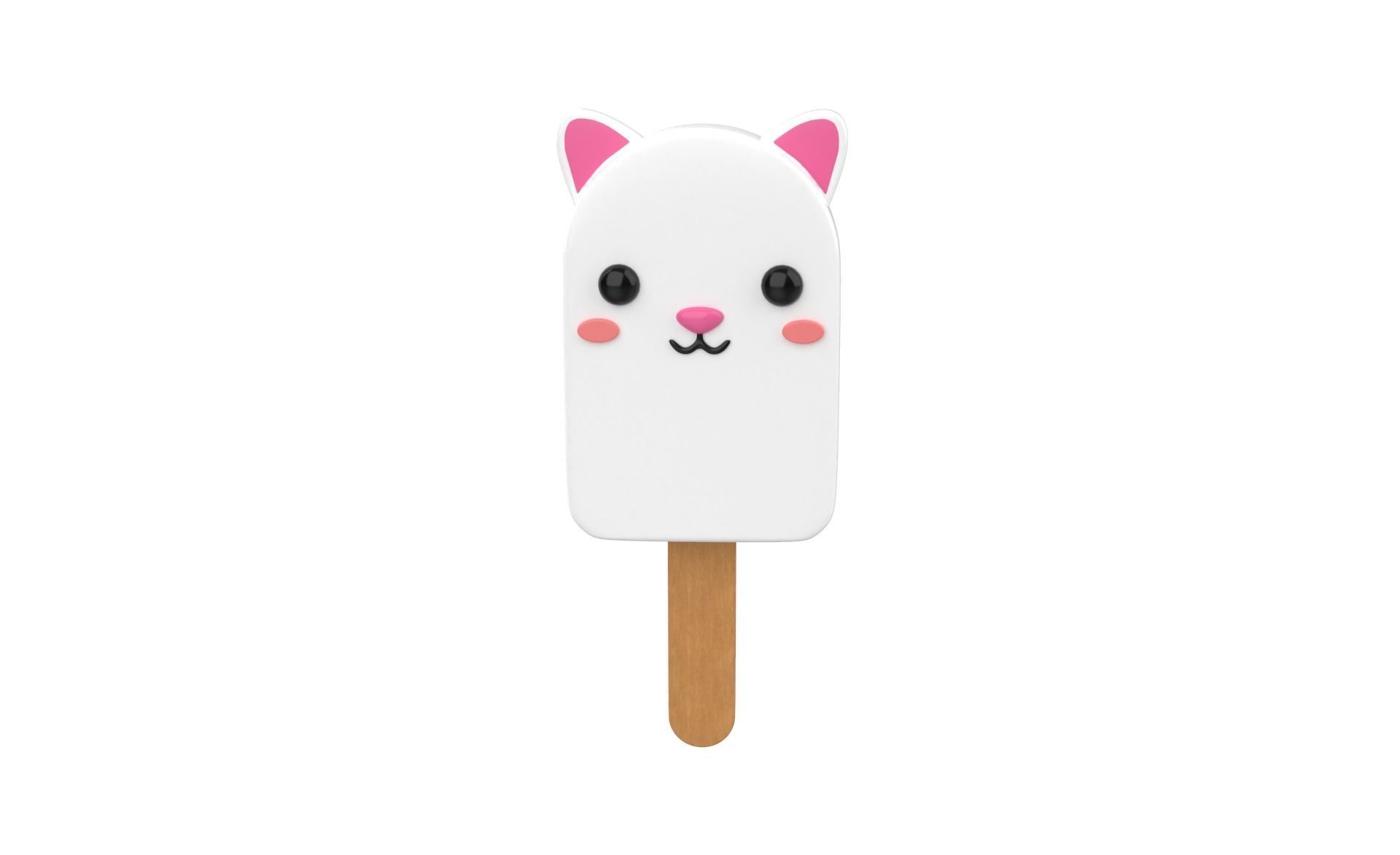 Cartoon Rabbit Ice Cream Cute Low-poly 3D model_19