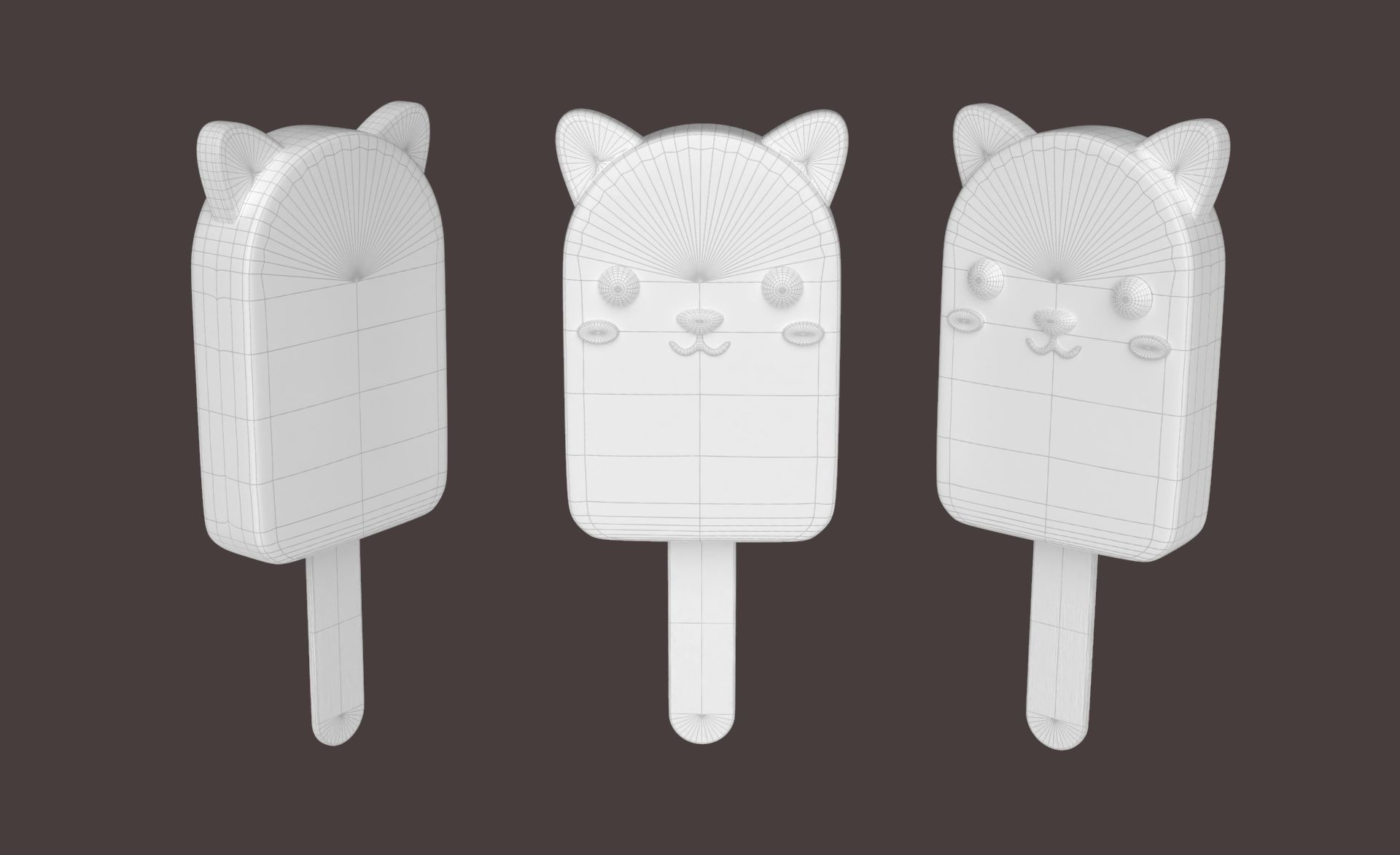 Cartoon Rabbit Ice Cream Cute Low-poly 3D model_9
