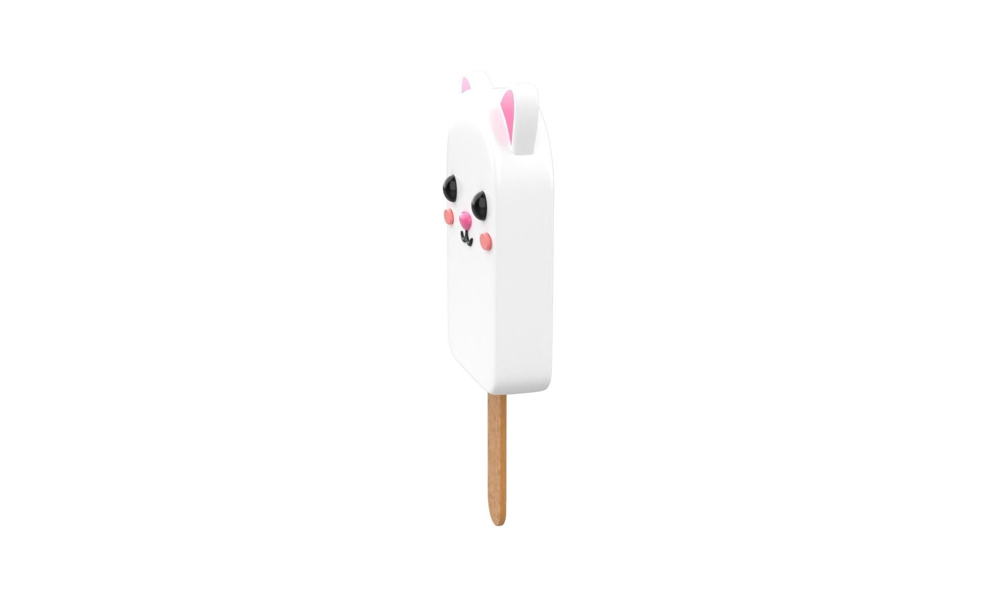 Cartoon Rabbit Ice Cream Cute Low-poly 3D model_3