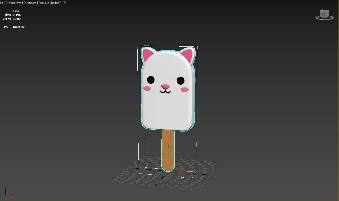 Cartoon Rabbit Ice Cream Cute Low-poly 3D model_7