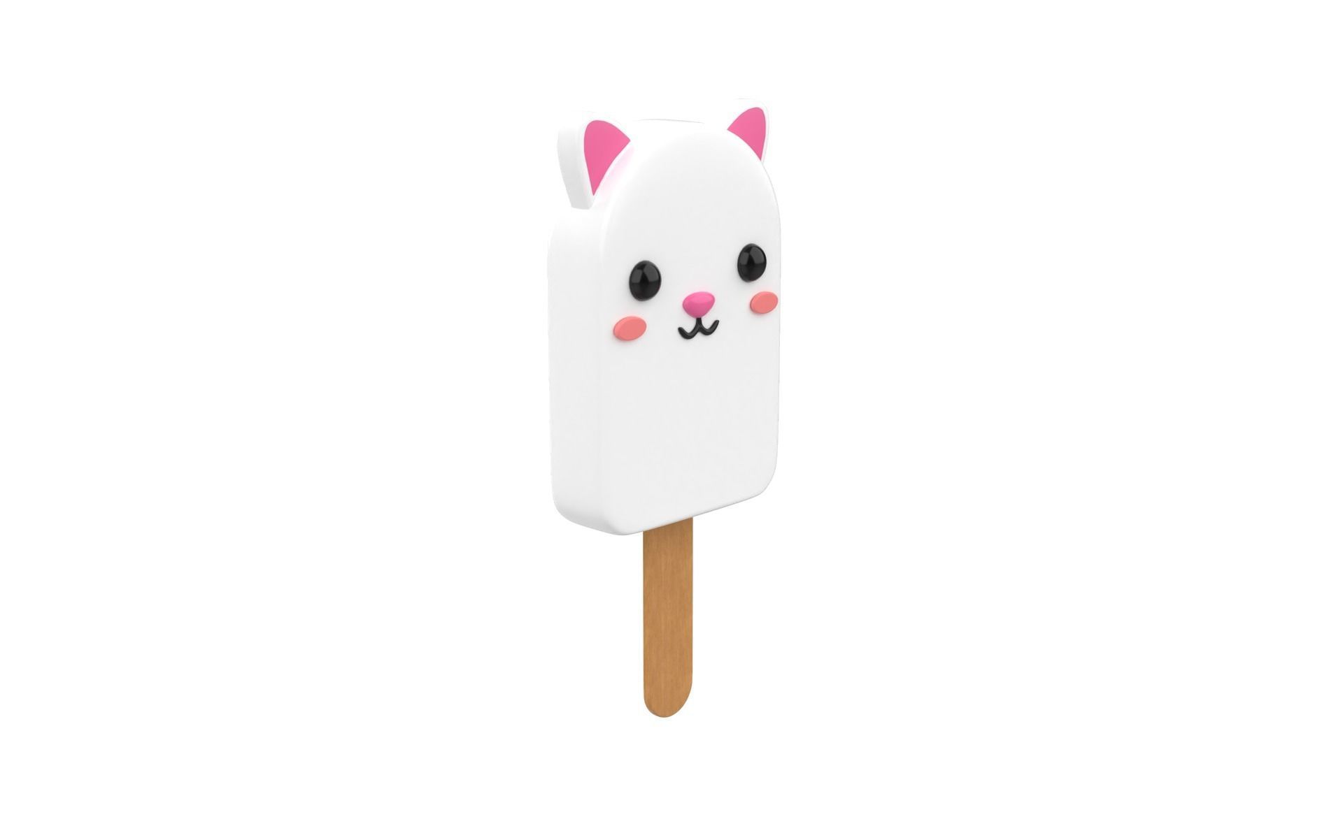 Cartoon Rabbit Ice Cream Cute Low-poly 3D model_17