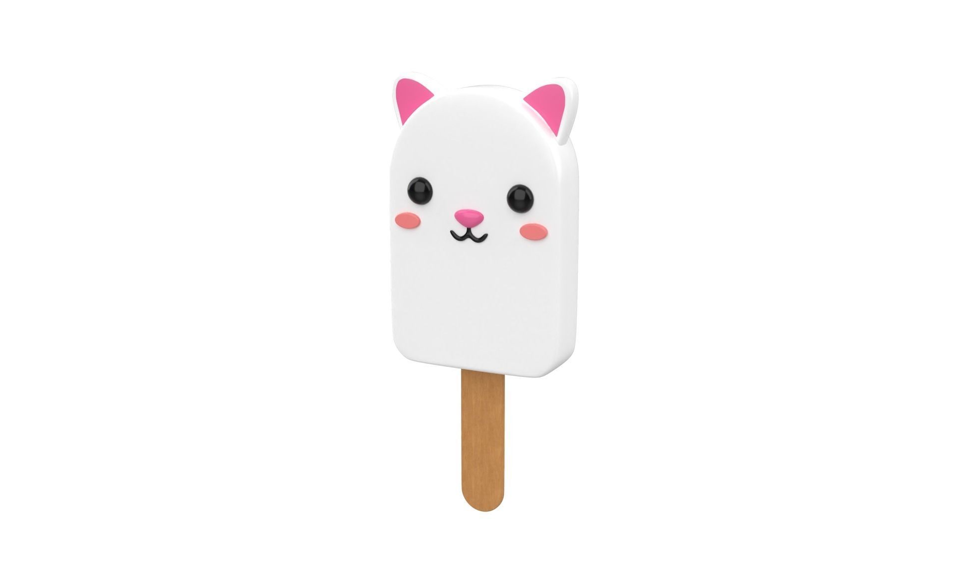 Cartoon Rabbit Ice Cream Cute Low-poly 3D model_13