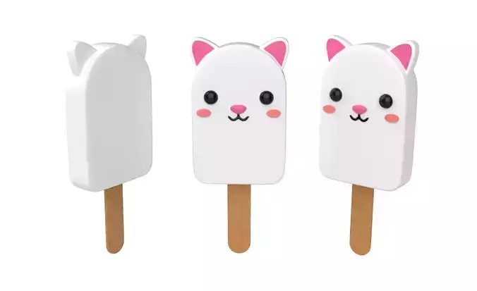 Cartoon Rabbit Ice Cream Cute Low-poly 3D model Cartoon Rabbit Ice Cream Cute Low-poly 3D model