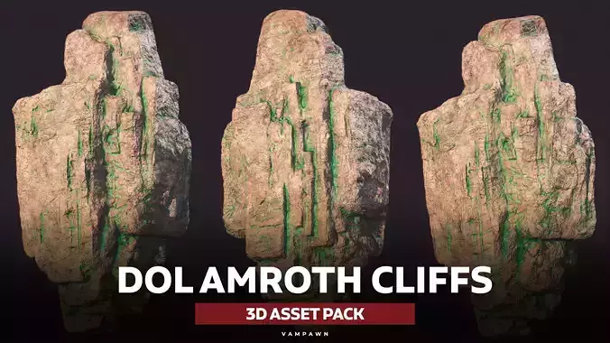 3D Cliff Rock Model - PBR Optimized