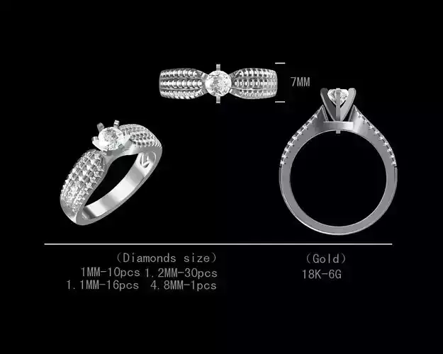 Beautiful ripples Solitaire engagement Diamond Ring for women 
