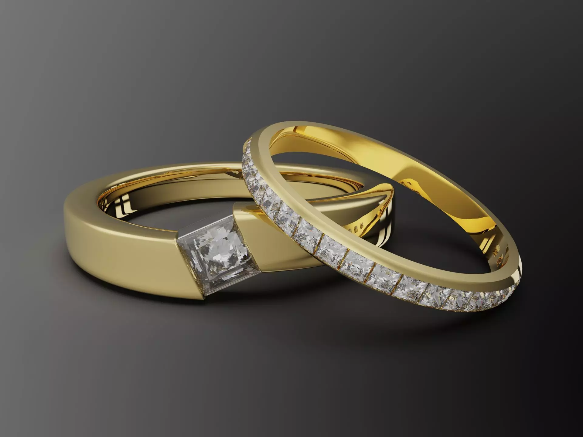 Couple Ring Set 4-14US Sizes 3D print model