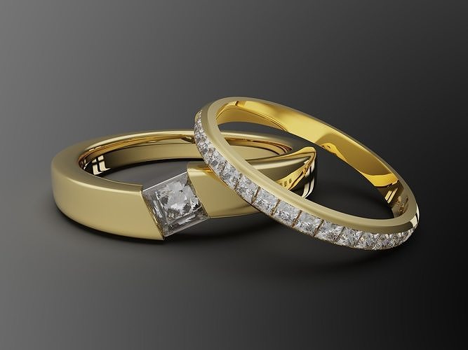 Couple Ring  Set 4-14US Sizes 3D print model