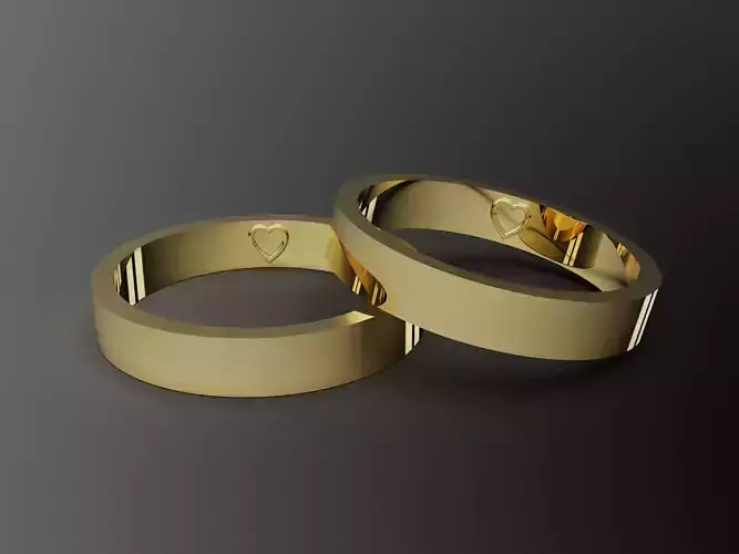 Heart Mark Wedding Bands 4-14US Sizes