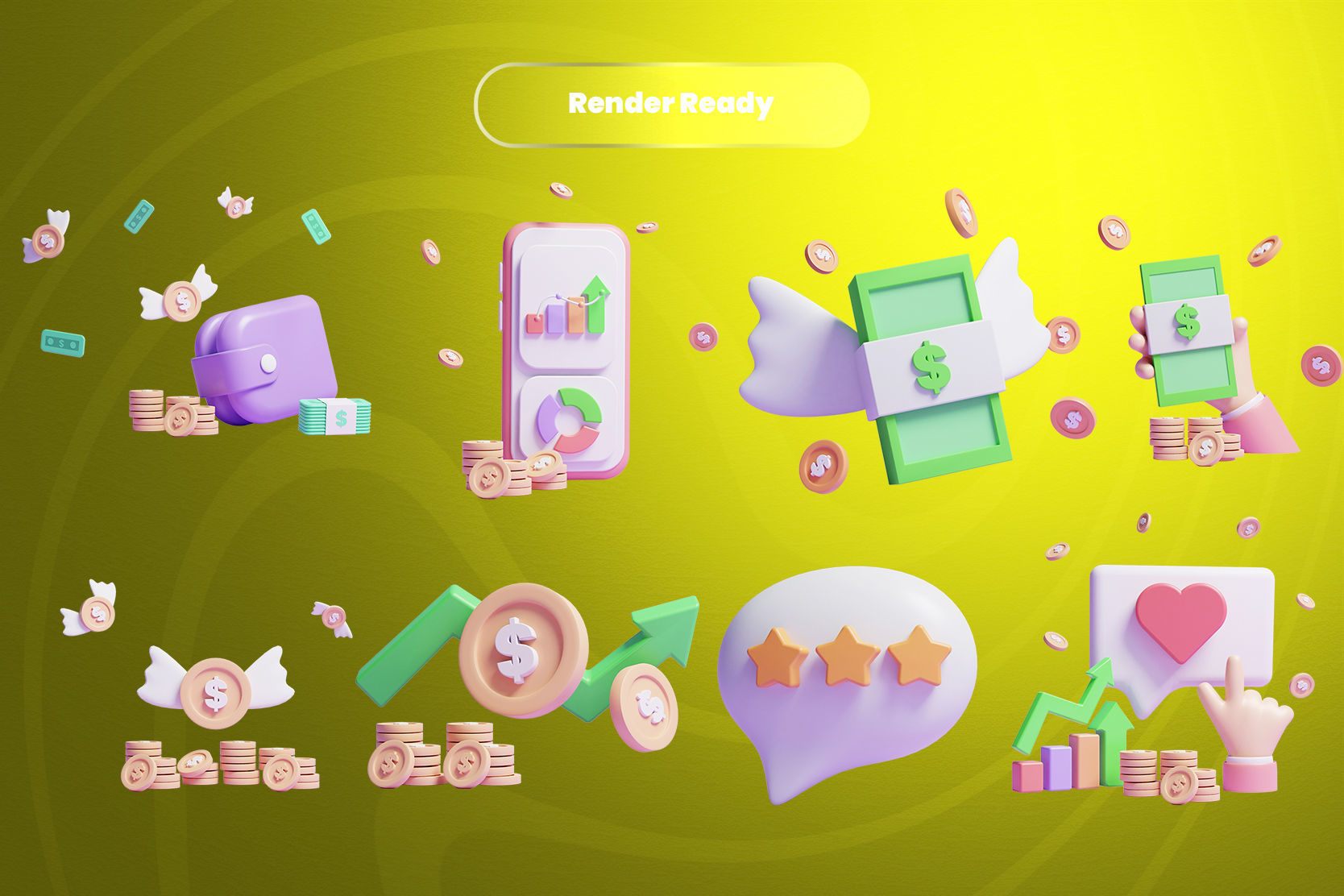 Business Investing 3d Illustration  Icon Pack 3D model_2