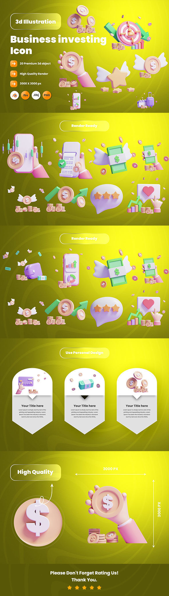 Business Investing 3d Illustration  Icon Pack 3D model_5