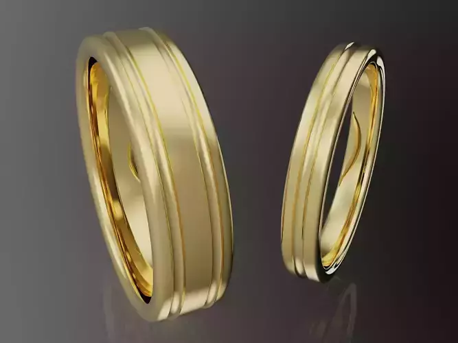 Grooved Couple Wedding Bands 4-14US Sizes