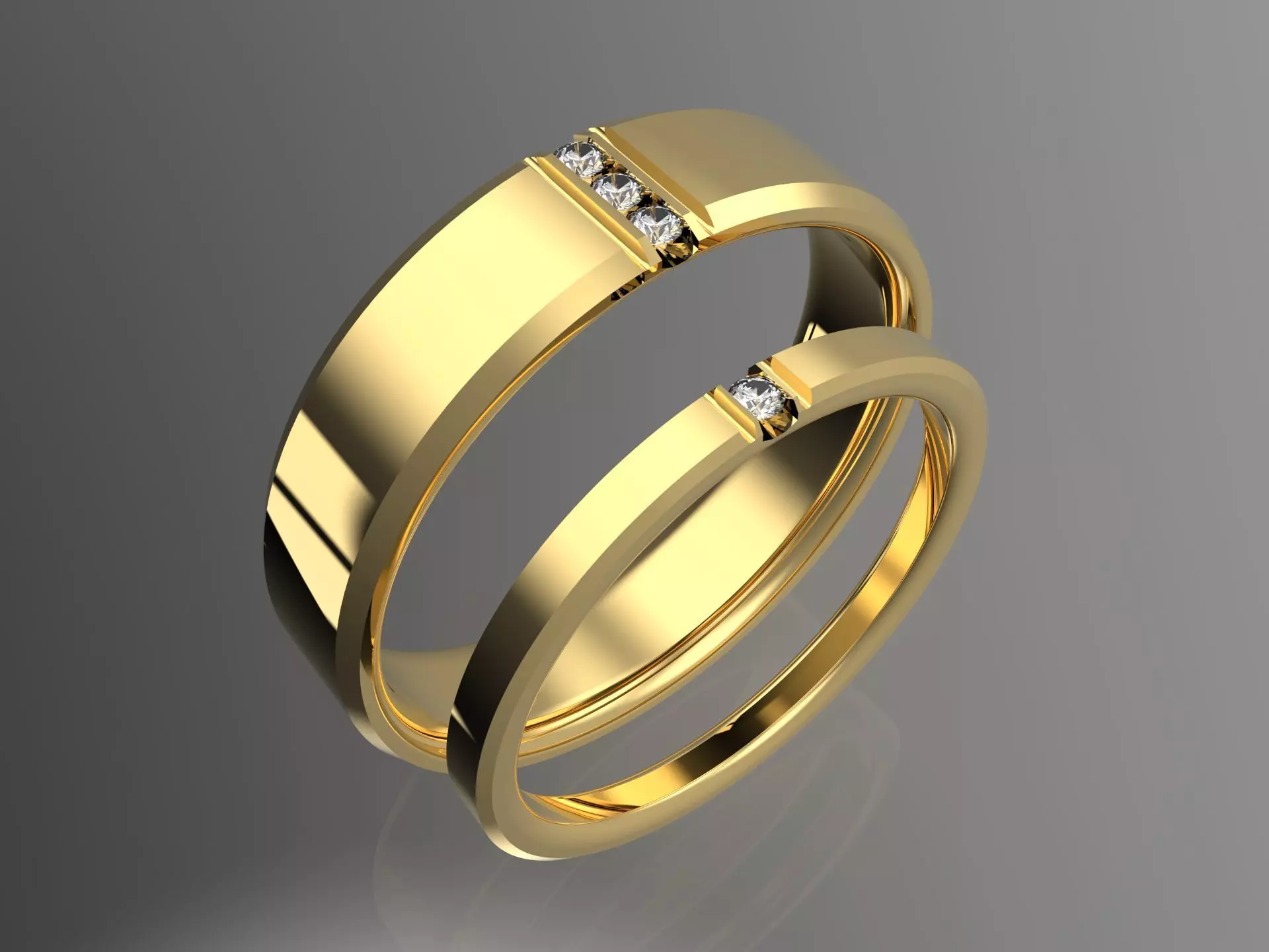 Couple Wedding Rings 4-14US Sizes 3D print model