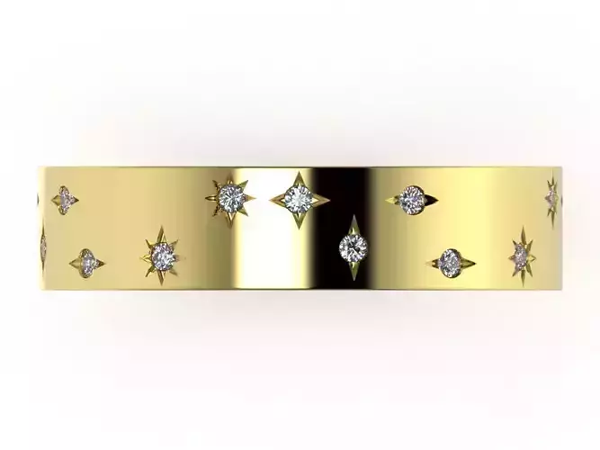 Sparkling Stars Wedding Band 4-14US Sizes