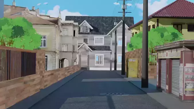 Anime background city landscape