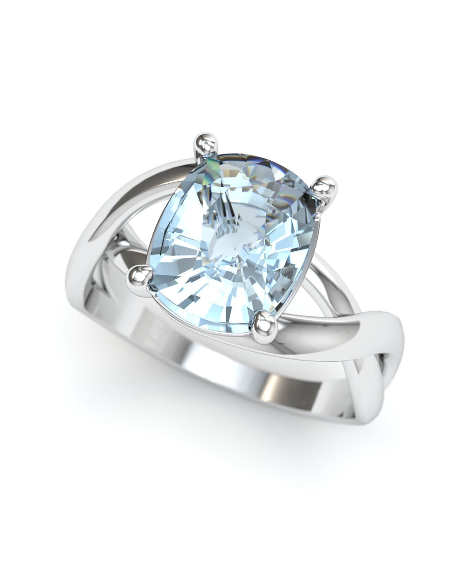 Cushion stone ring 3D print model_1