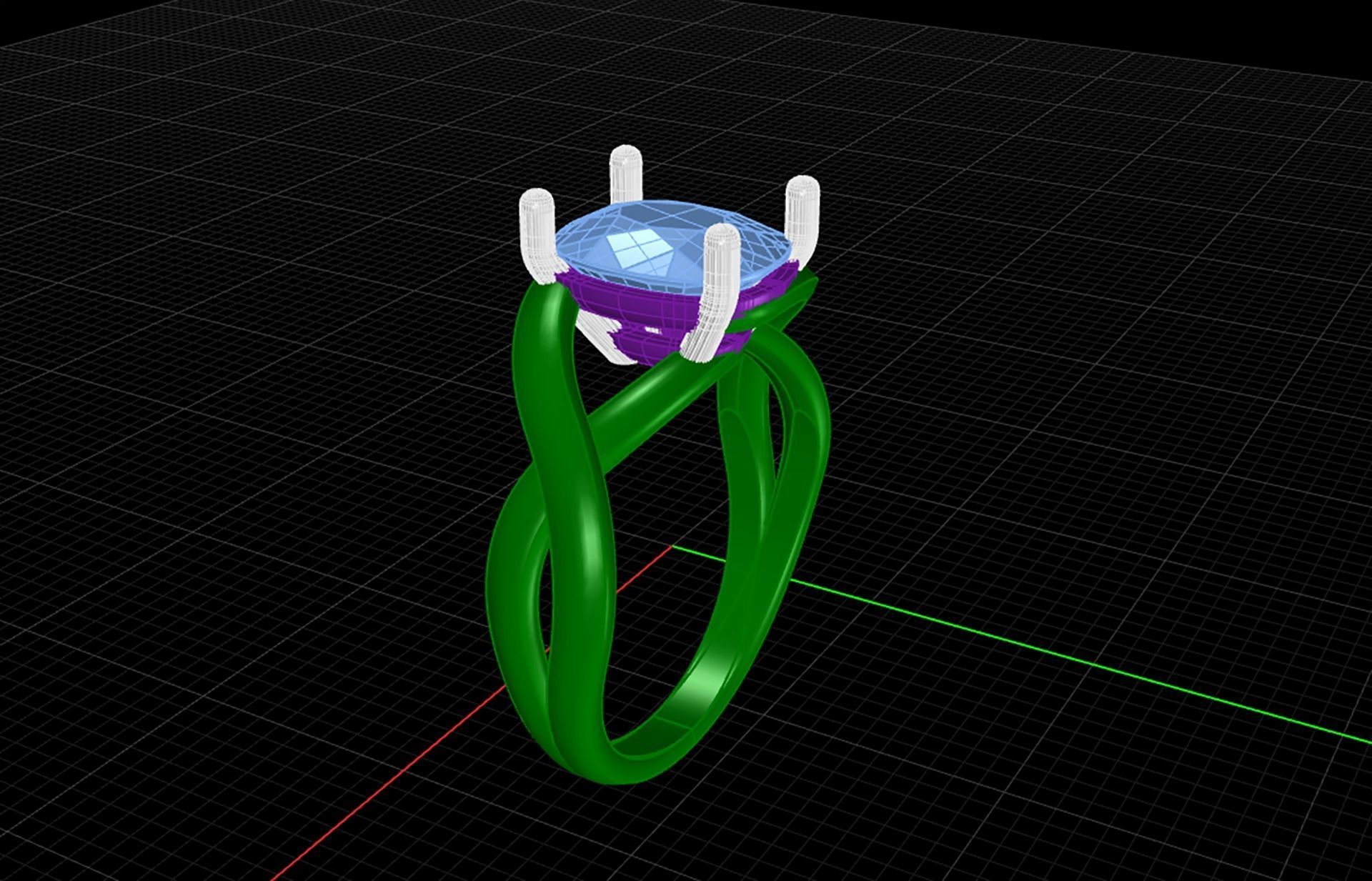 Cushion stone ring 3D print model_5
