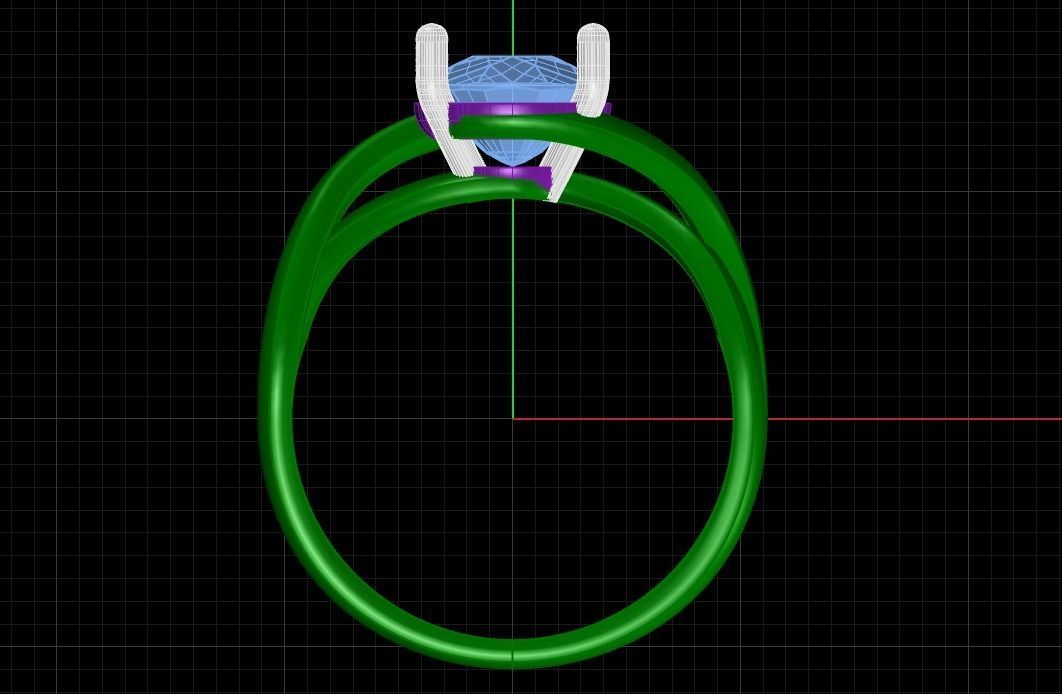 Cushion stone ring 3D print model_8