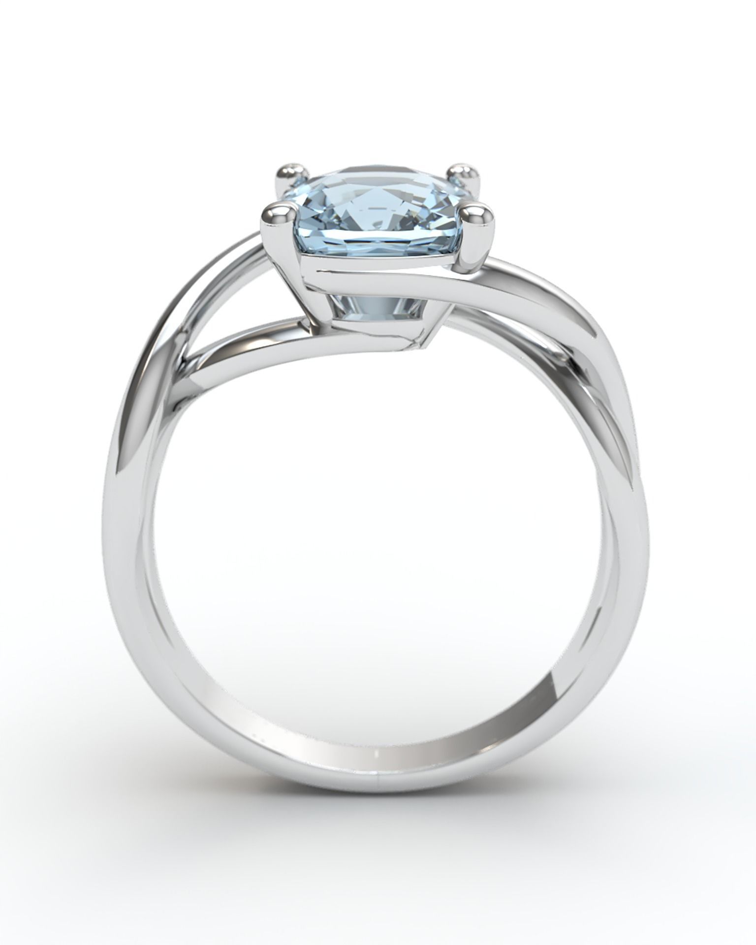 Cushion stone ring 3D print model_3