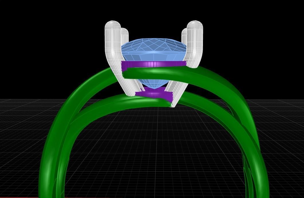 Cushion stone ring 3D print model_7