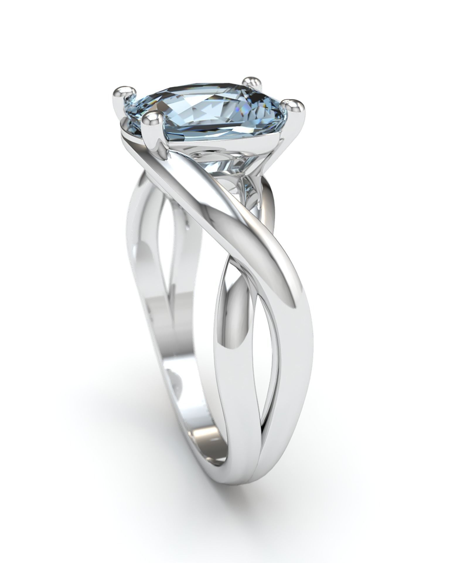 Cushion stone ring 3D print model_2