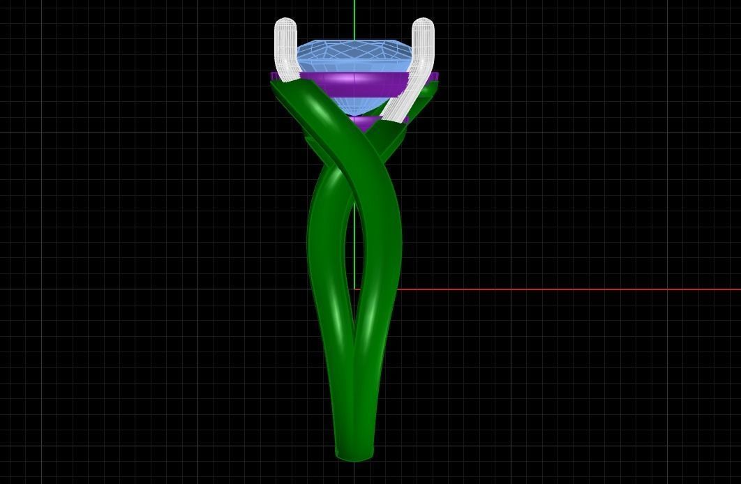 Cushion stone ring 3D print model_10