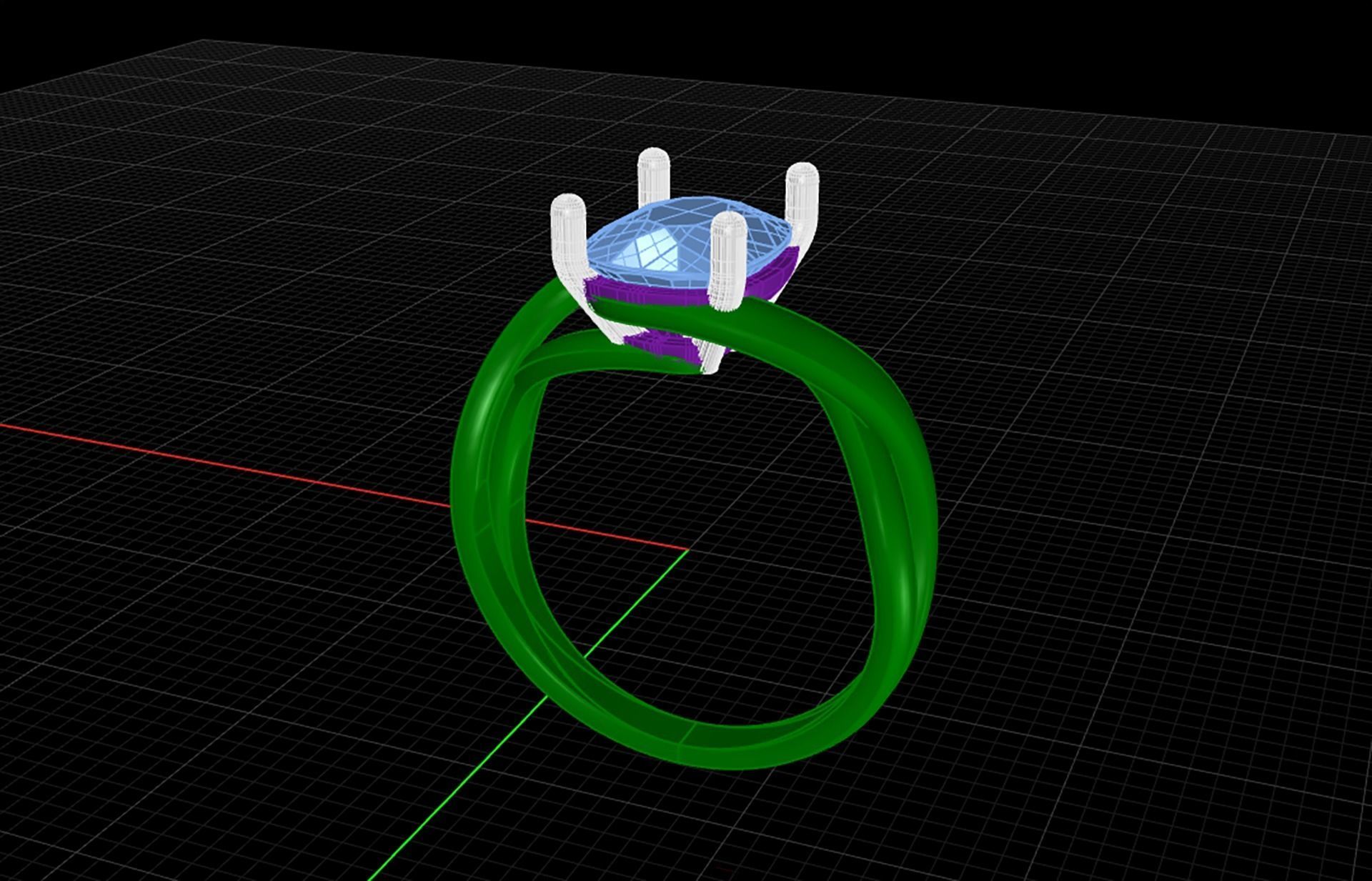 Cushion stone ring 3D print model_4