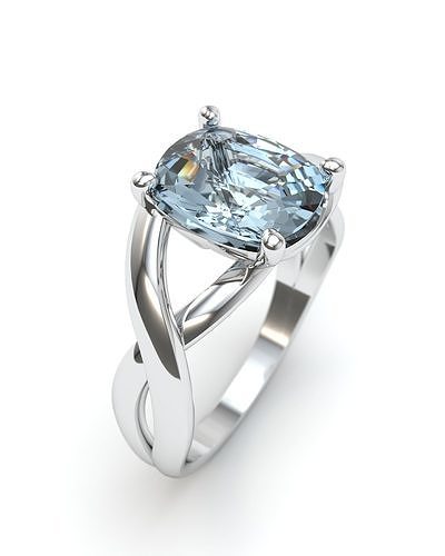Cushion stone ring 3D print model