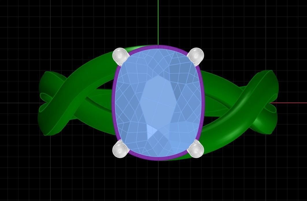 Cushion stone ring 3D print model_9