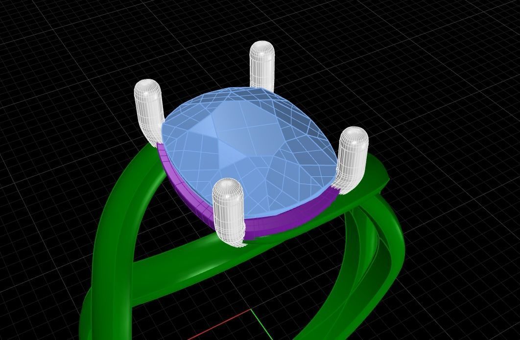 Cushion stone ring 3D print model_6