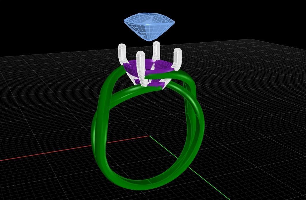 Cushion stone ring 3D print model_11