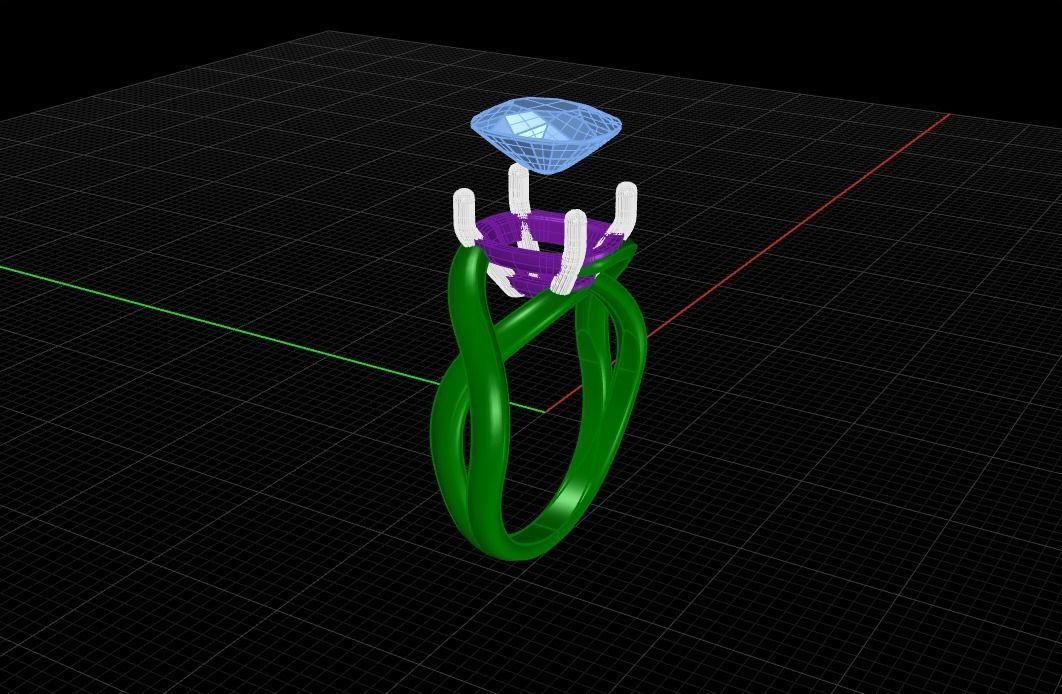 Cushion stone ring 3D print model_12