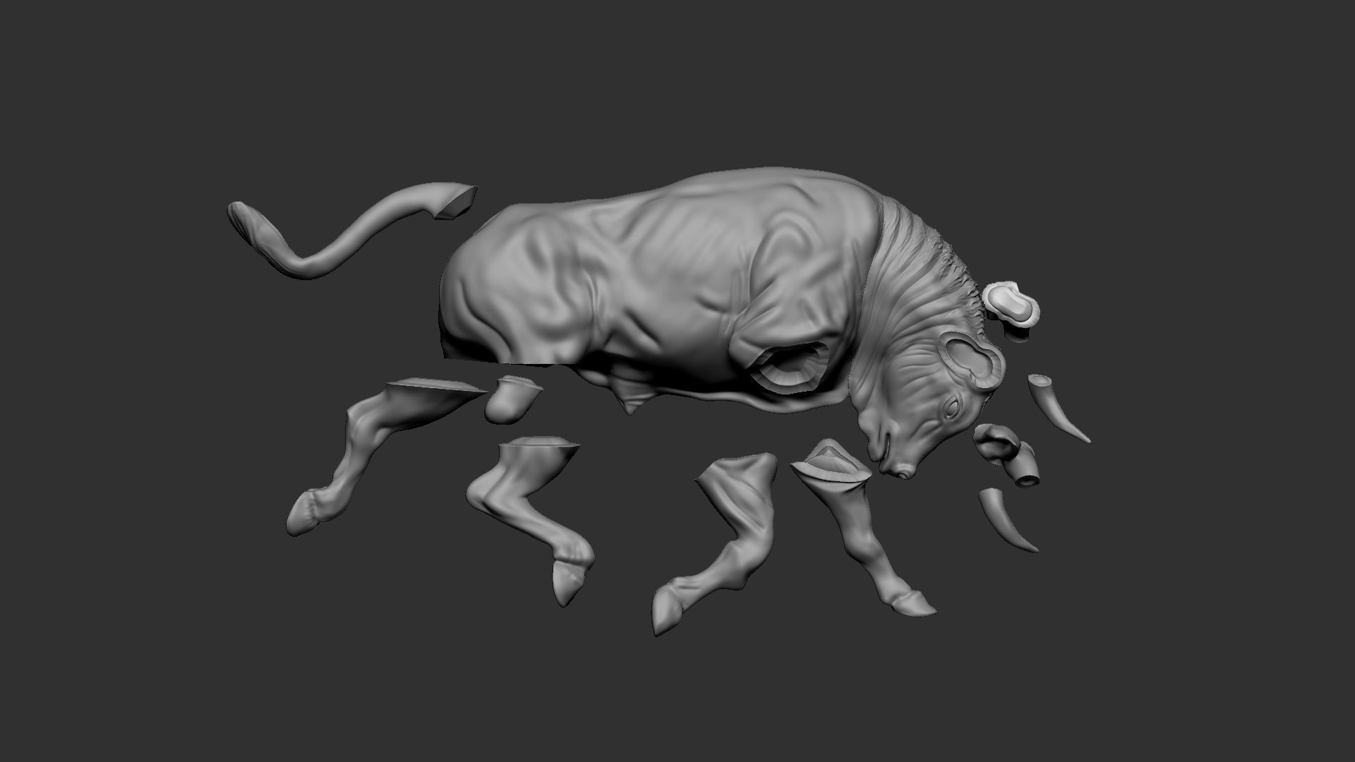 Charging Bull 3D print model_3