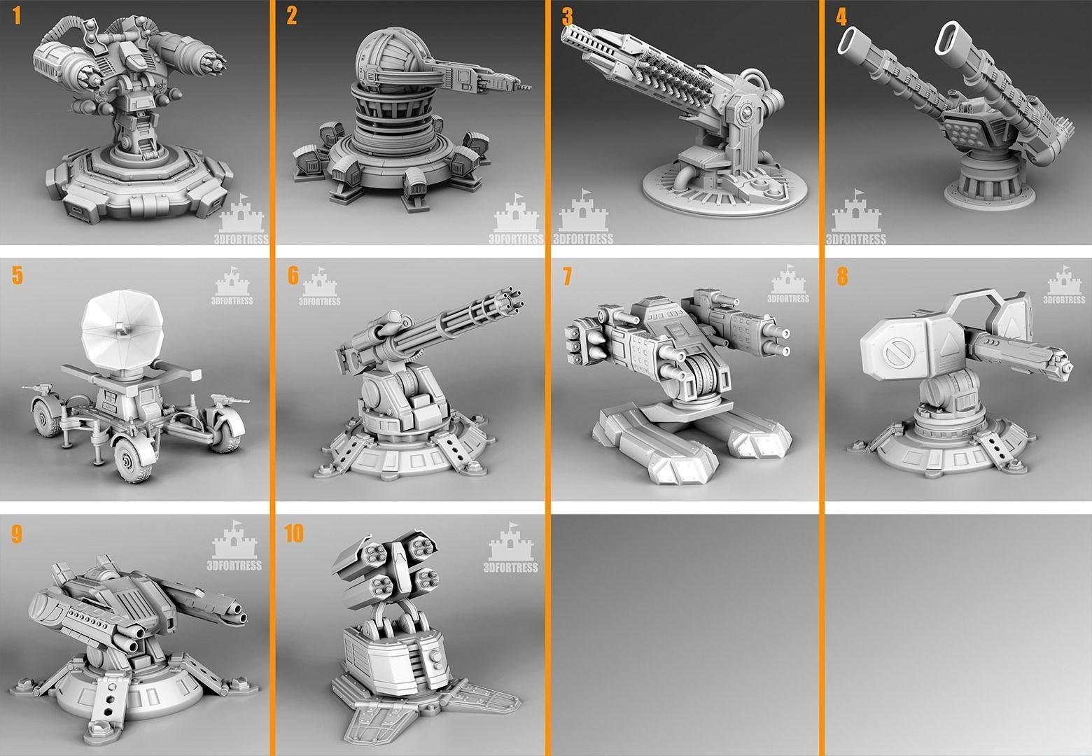 A set of turrets 3D Model Collection_1