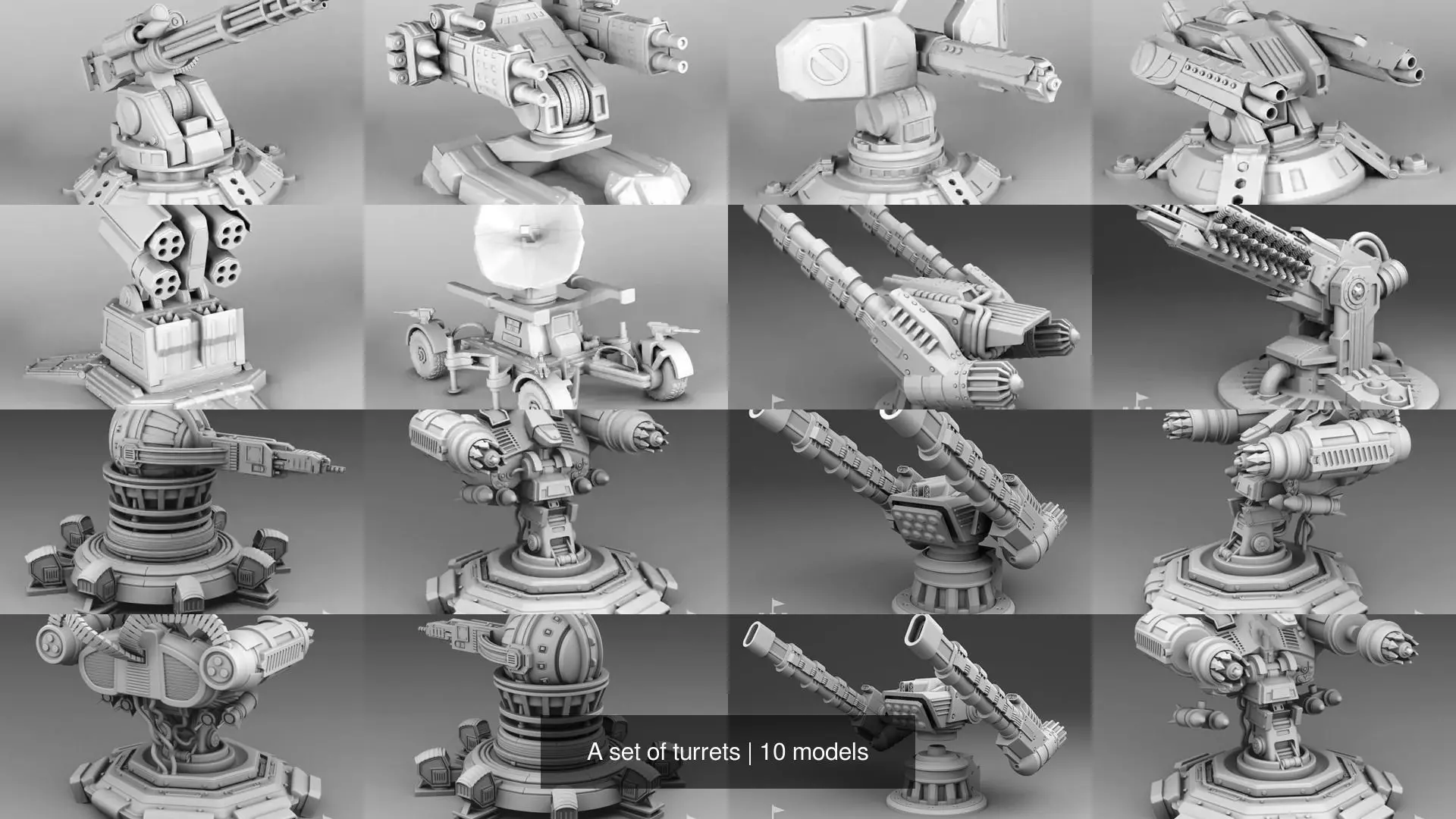 A set of turrets 3D Model Collection_0