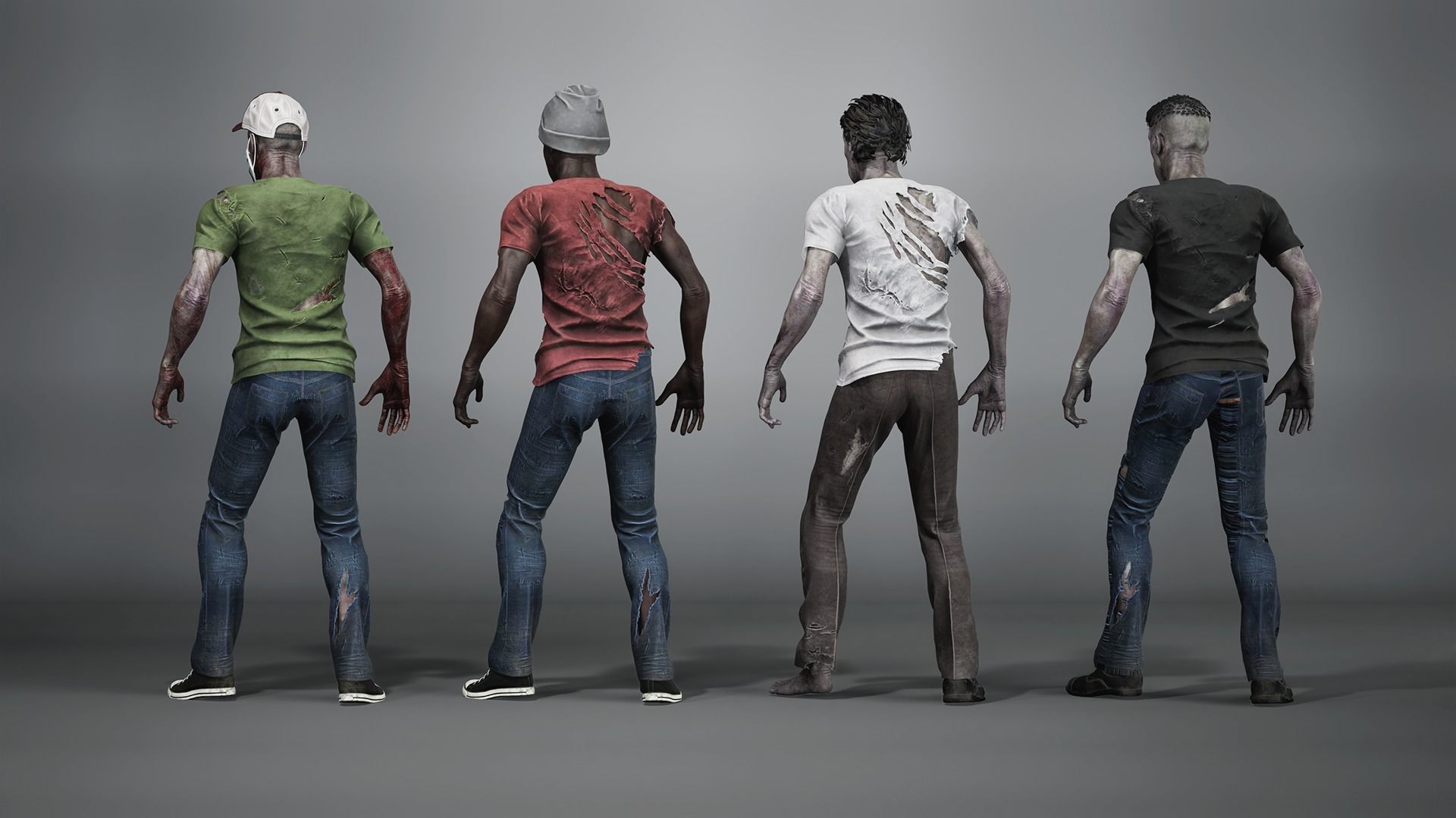 Zombie Casual Clothes Low-poly 3D model_2