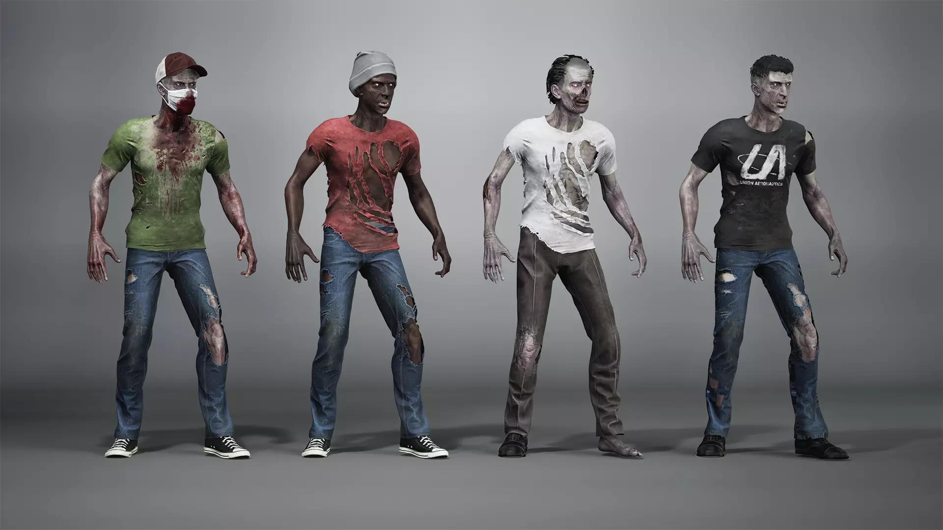 Zombie Casual Clothes Low-poly 3D model_0
