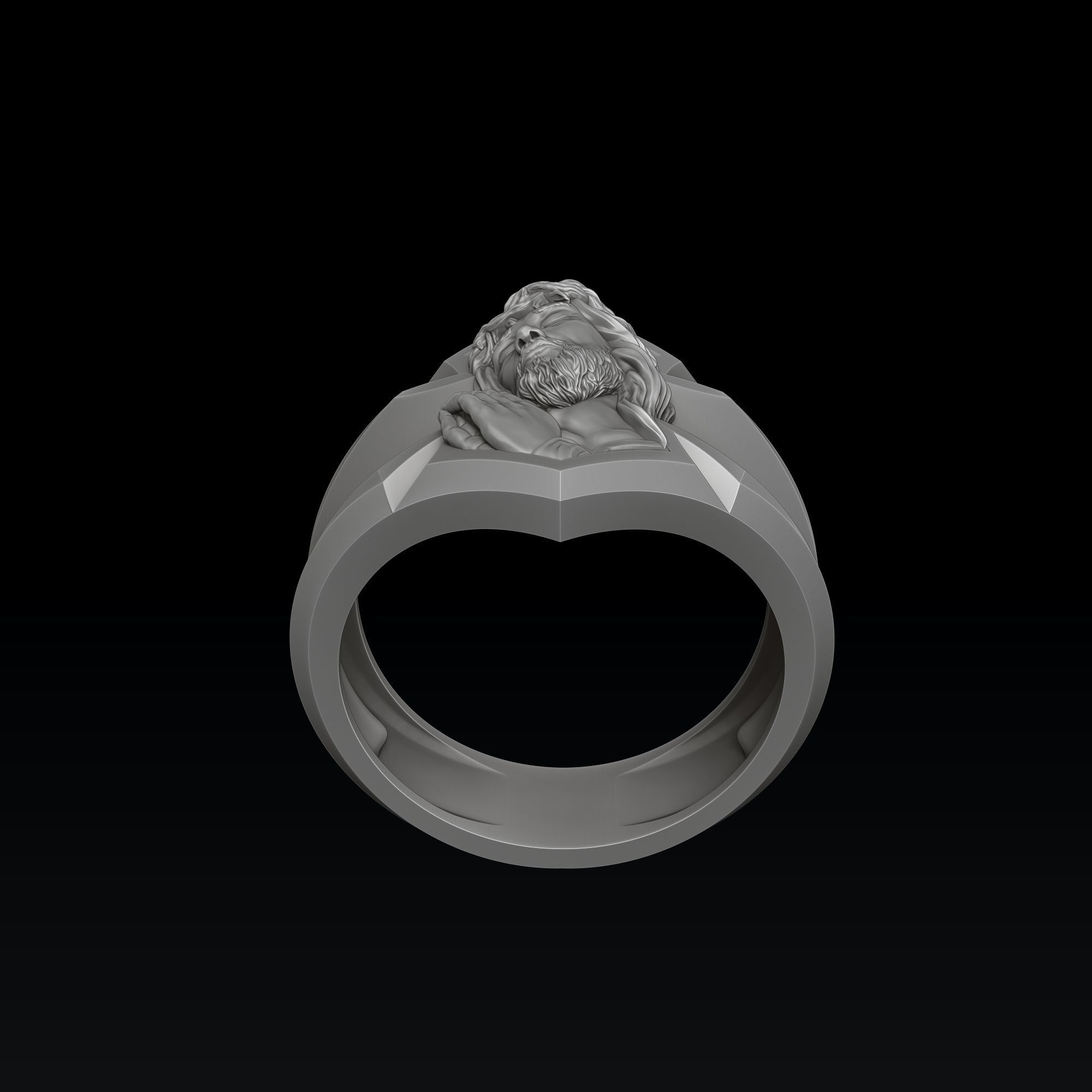 Praying Jesus Cross Ring 3D print model_5