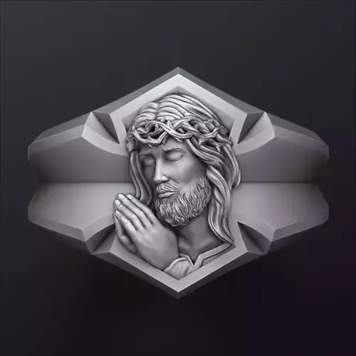 Praying Jesus Cross Ring 3D print model