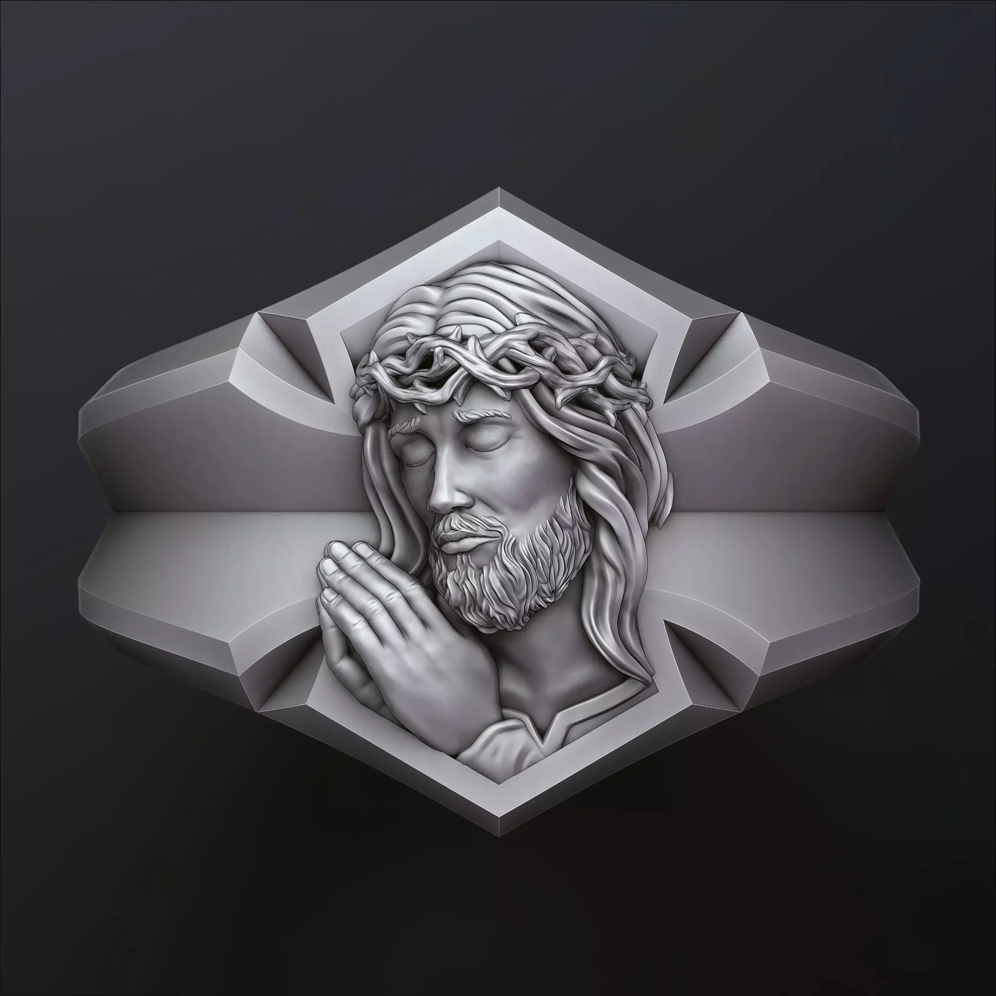 Praying Jesus Cross Ring 3D print model_0
