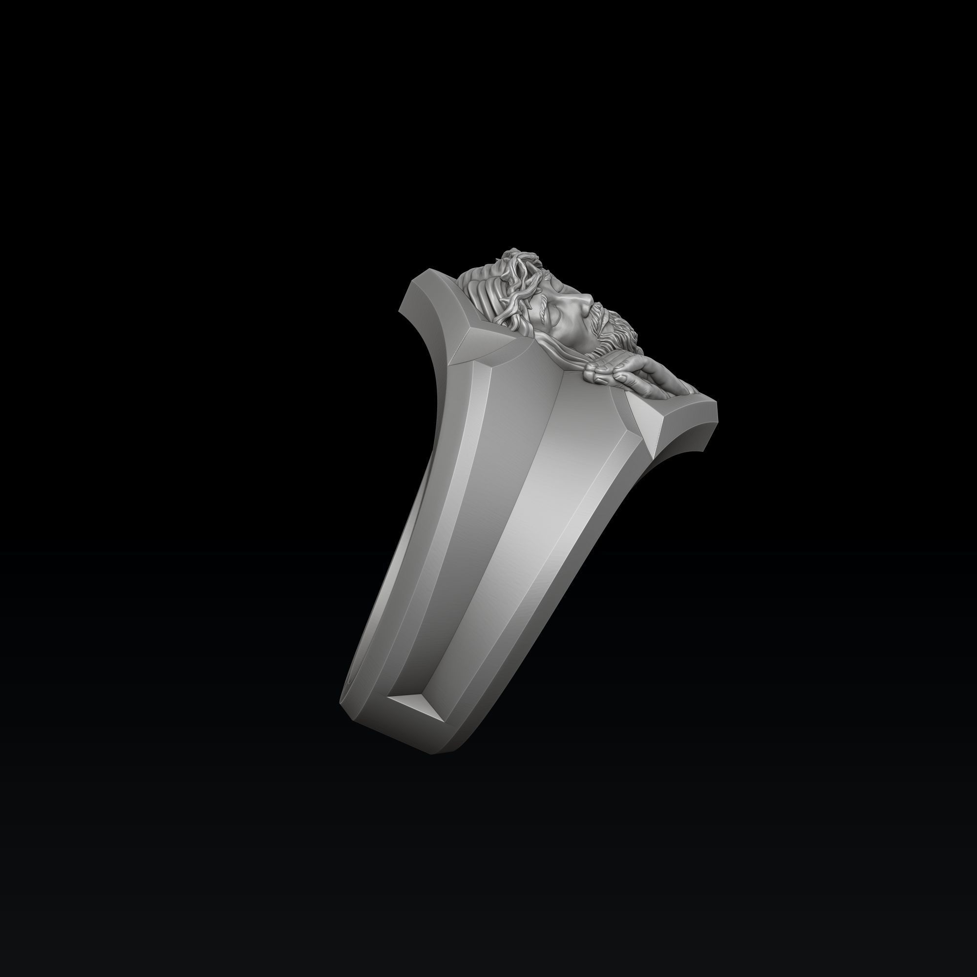 Praying Jesus Cross Ring 3D print model_2