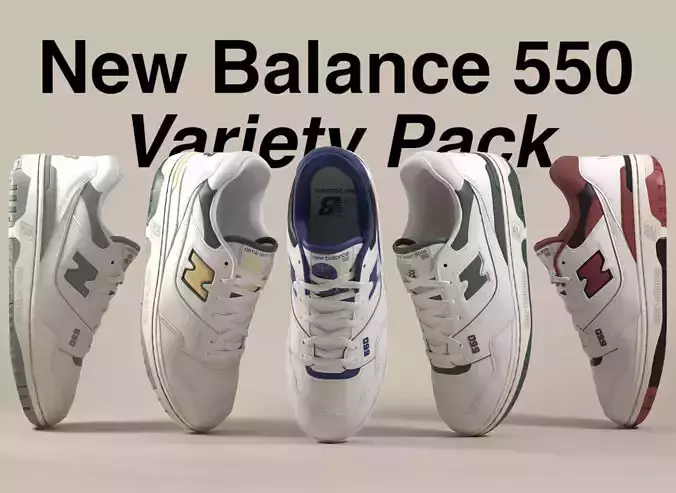 New Balance 550 Variety Pack 1 Low-poly 3D model