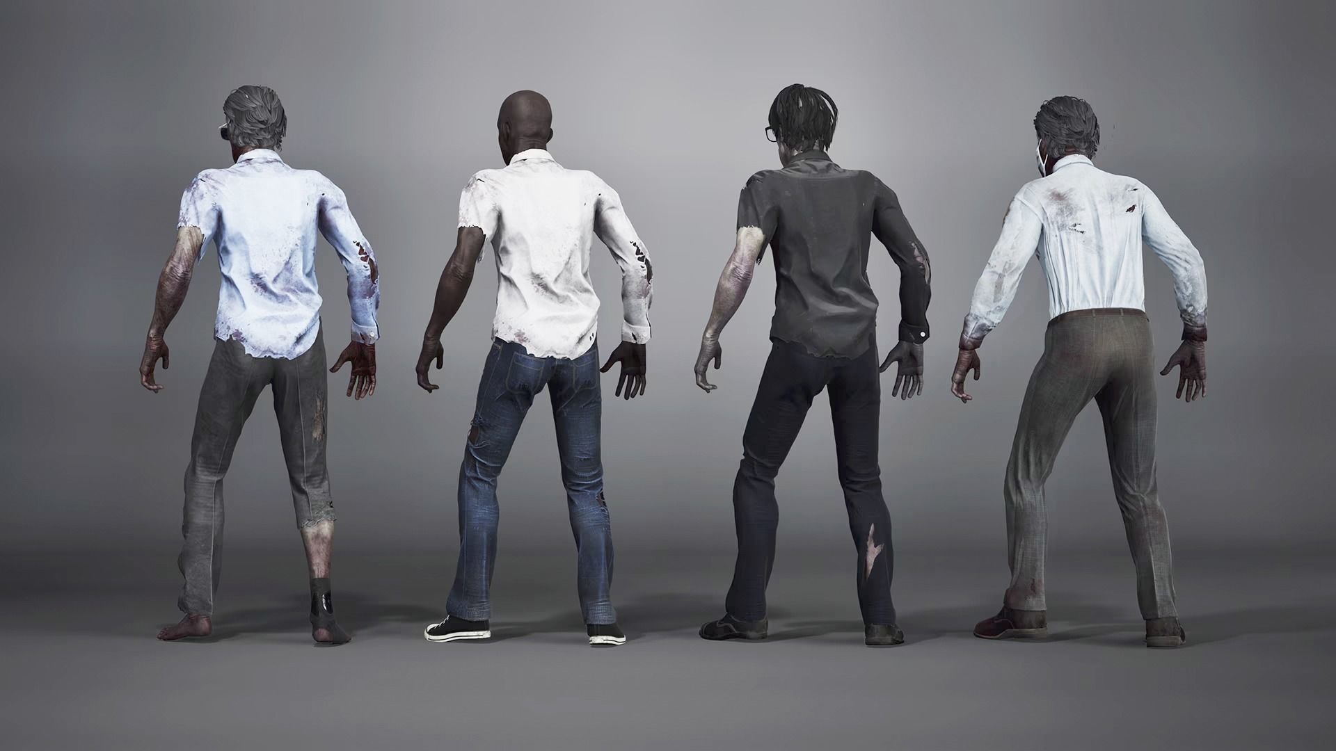 Zombie Buisness Clothes Low-poly 3D model_2