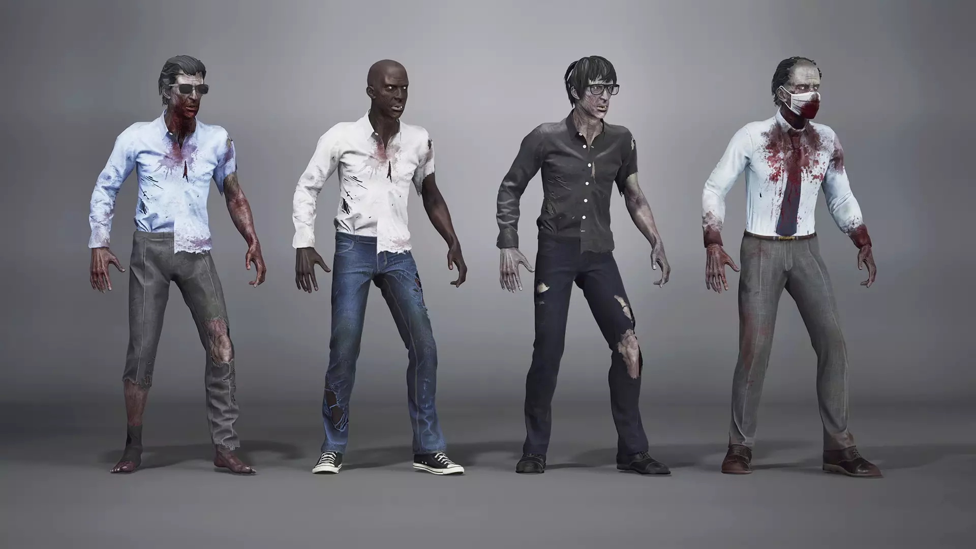 Zombie Buisness Clothes Low-poly 3D model_0