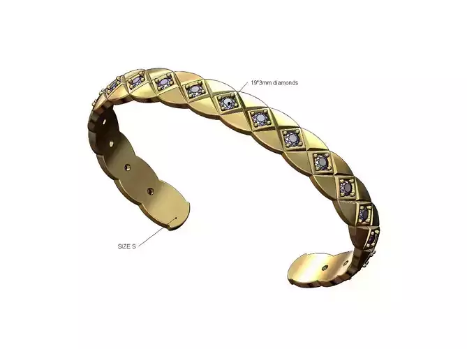 Diamond fashion brand cross stitch engraving cuff bracelet