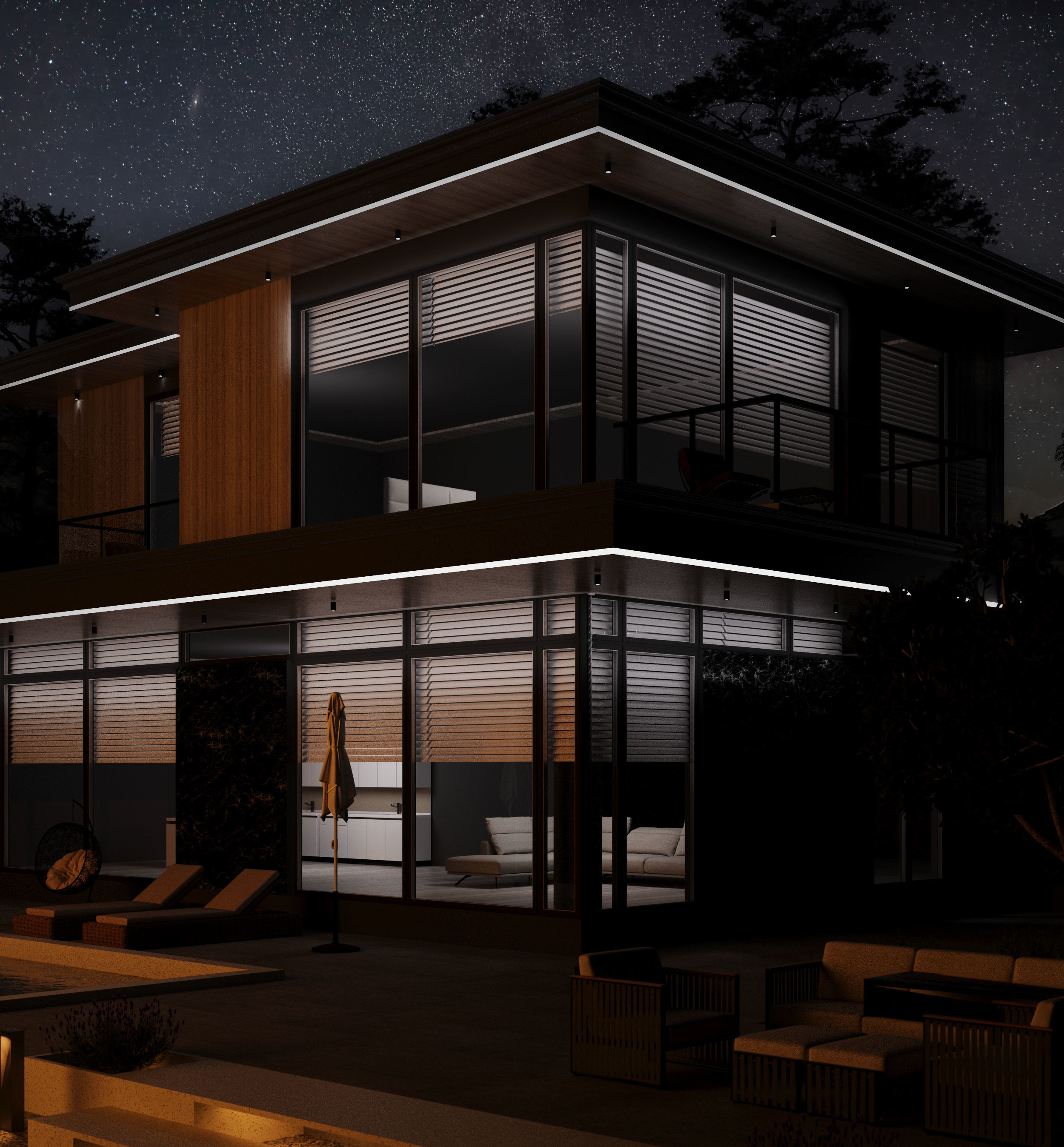 dark villa design  3D model_8