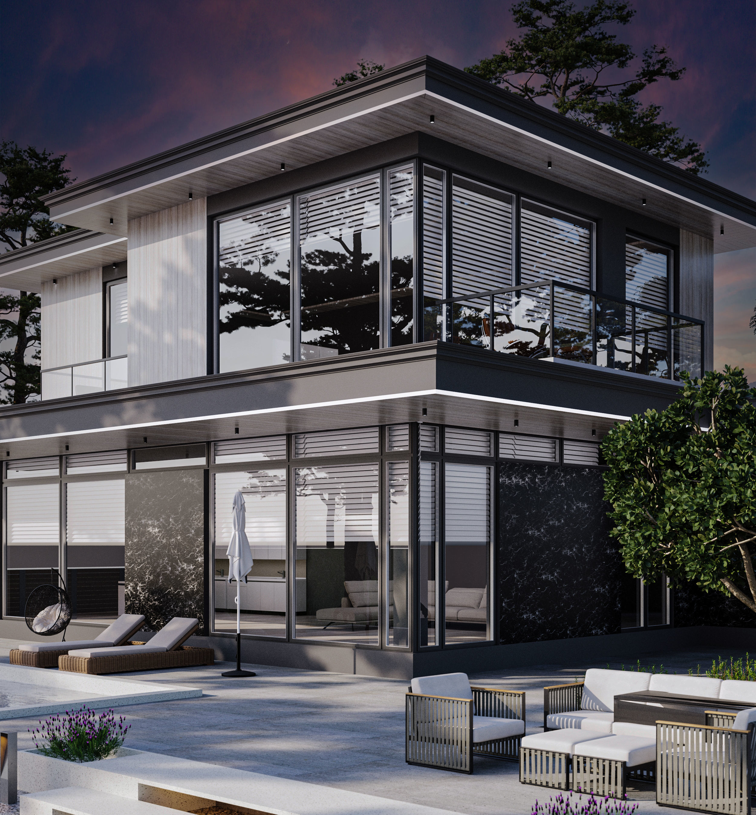 dark villa design  3D model_7